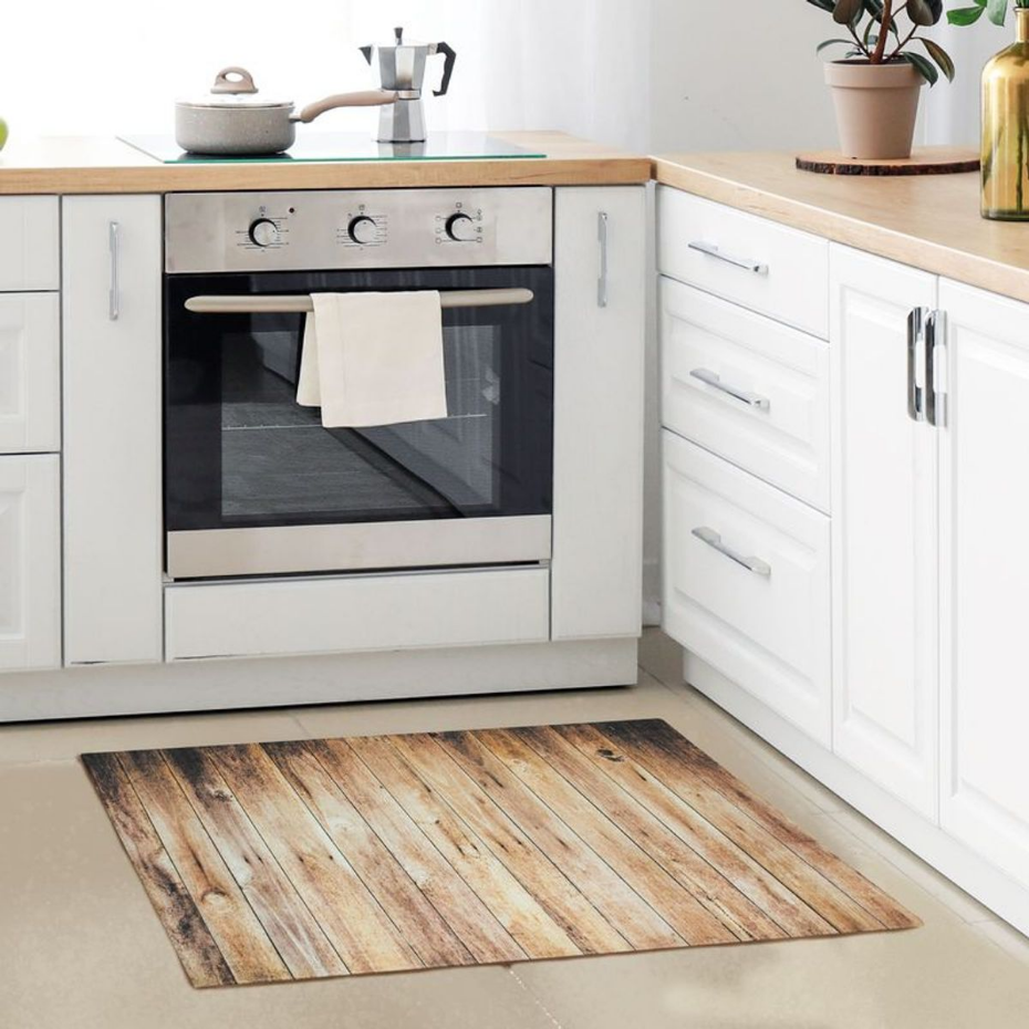 Tapis de cuisine imprimé bois  WOODY VINYLE - vinyle antidérapant