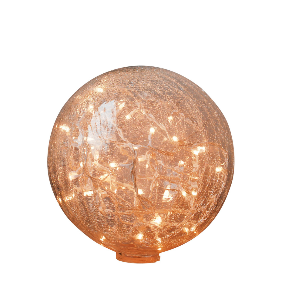 Lampe en verre à poser en boule craquelé 25cm Guirlande