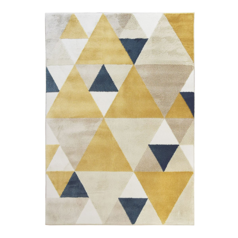 Tapis salon toucher laineux motif triangles  GEO SCANDI