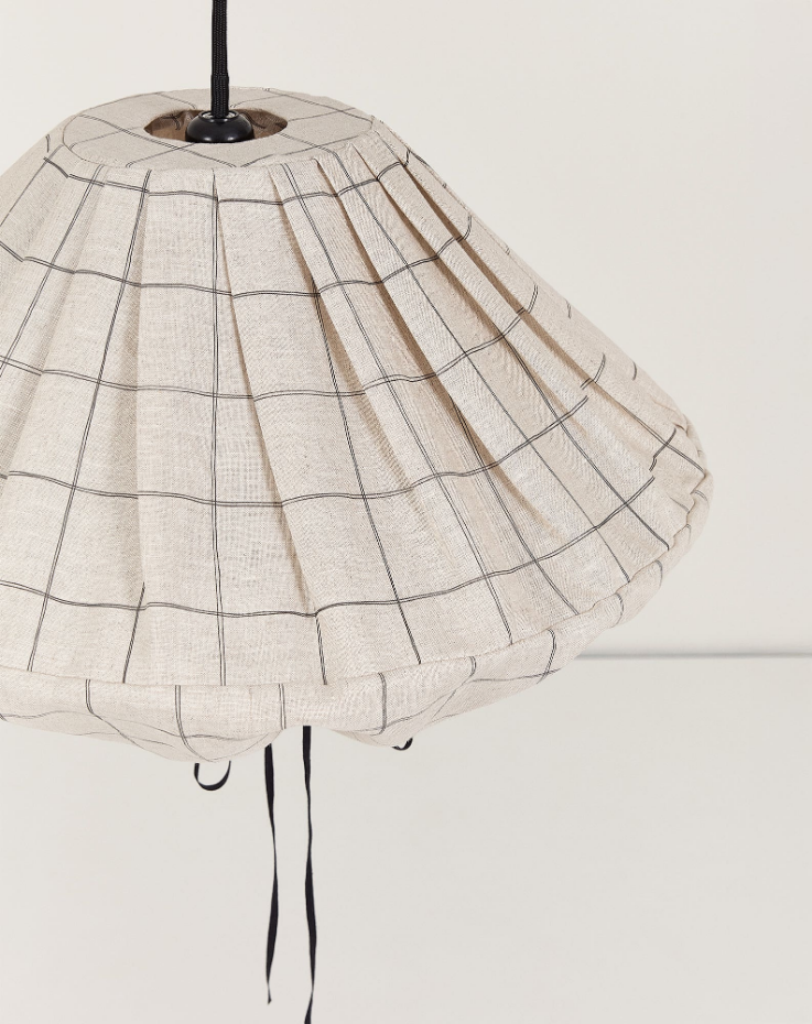 Abat-jour pour suspension en lin français diam. 50cm Yumi
