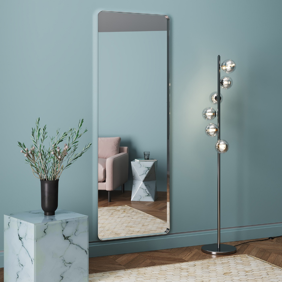 Lampadaire en verre et acier, SCALA BALLS