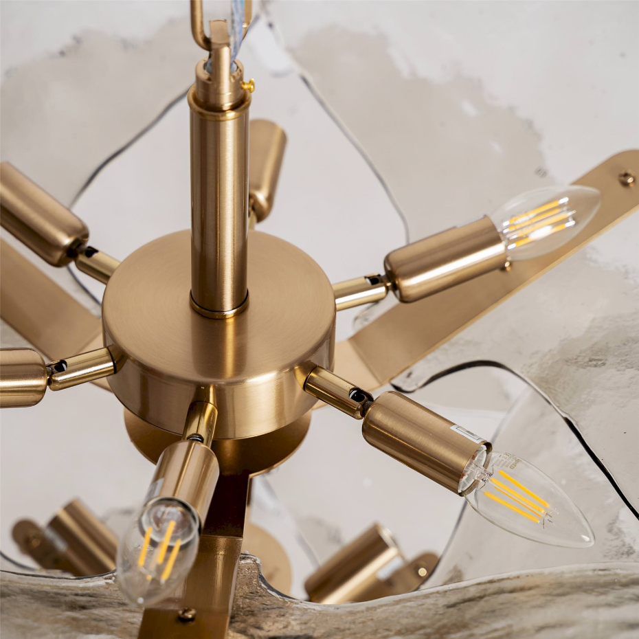 Lustre vintage en cristal finition vieillie