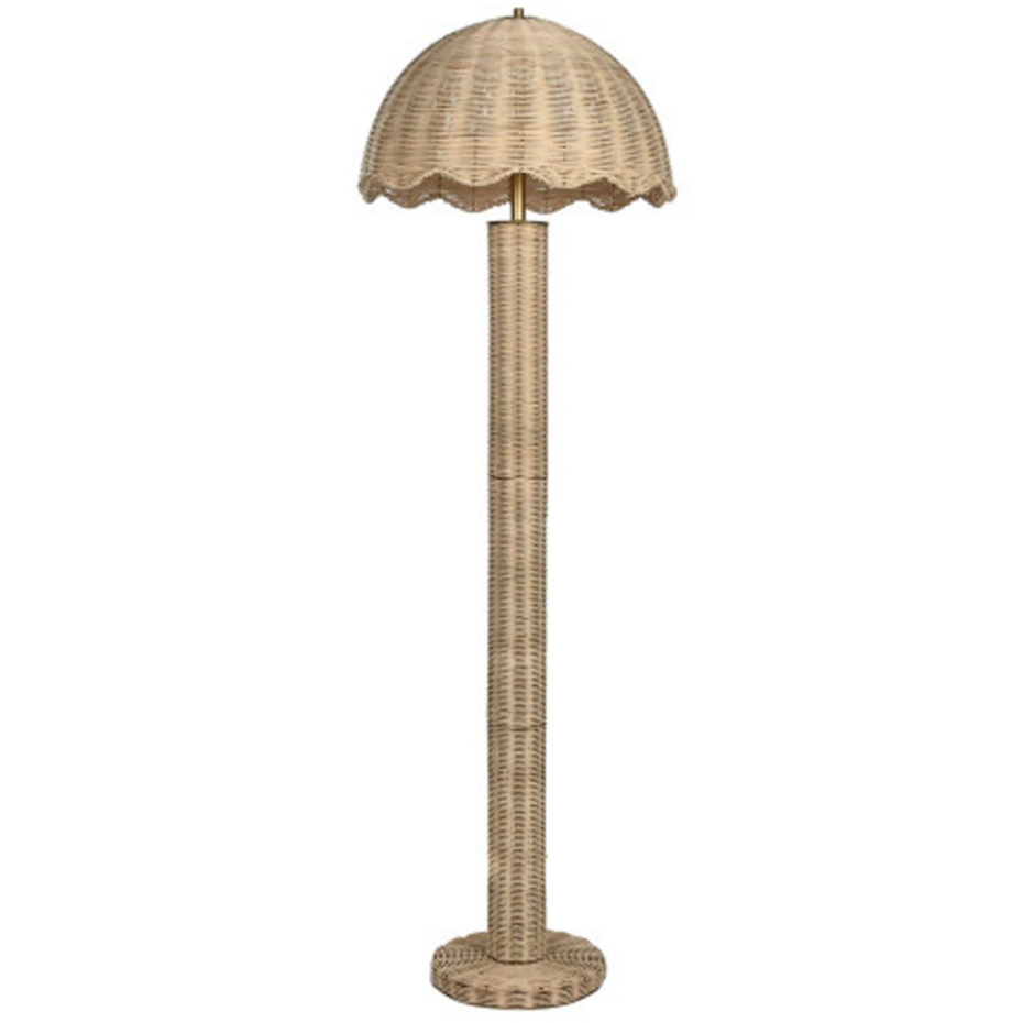 Lampadaire en rotin et métal doré 47x47x150cm