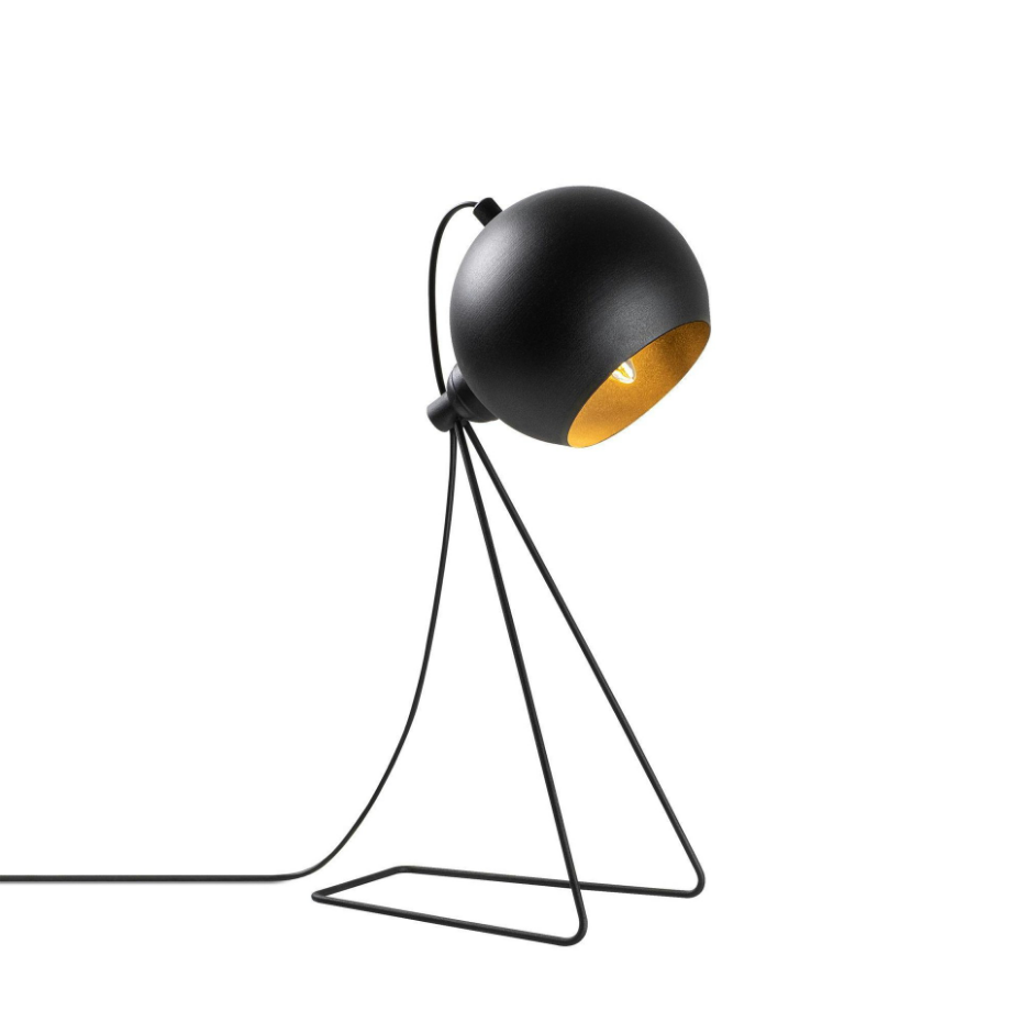 Lampe à poser design noire, abat-jour rond en métal SILE