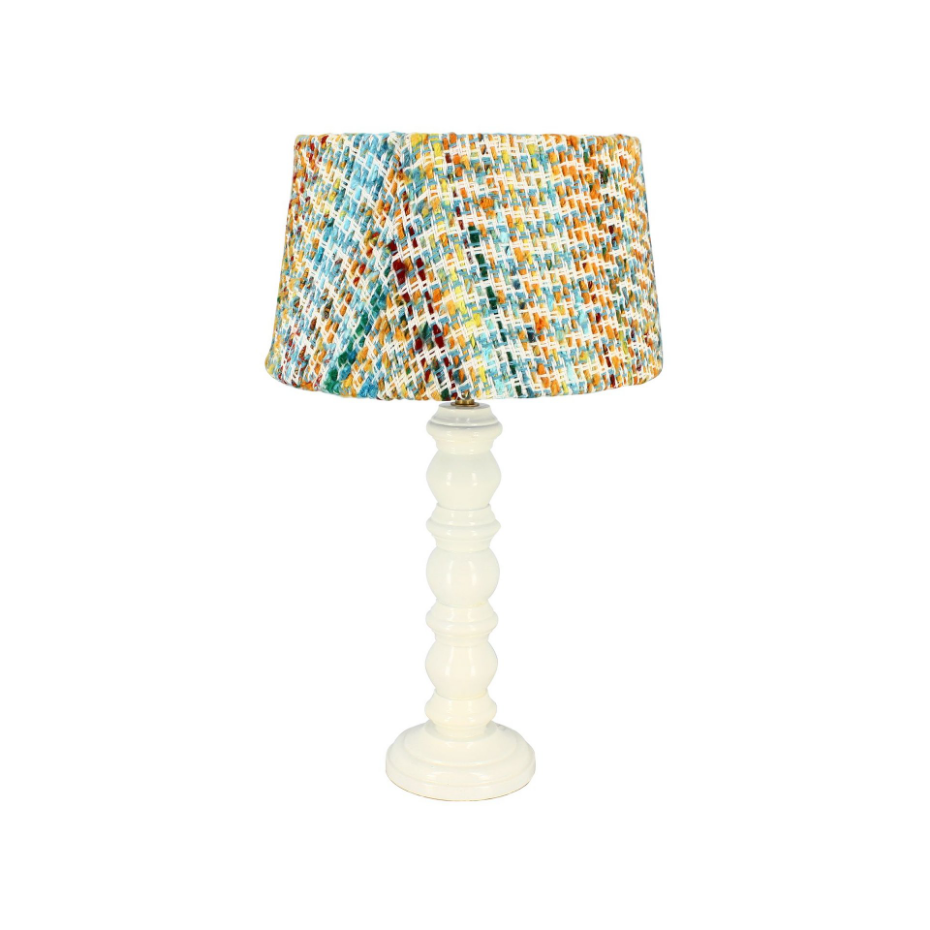 Lampe à poser en bois et abat jour en tissu, ROMY