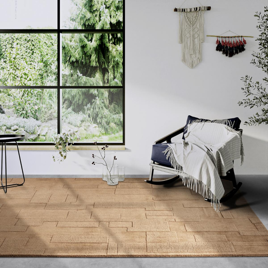 Tapis salon, motif géométrique authentique, WILHELMINE, tissé main
