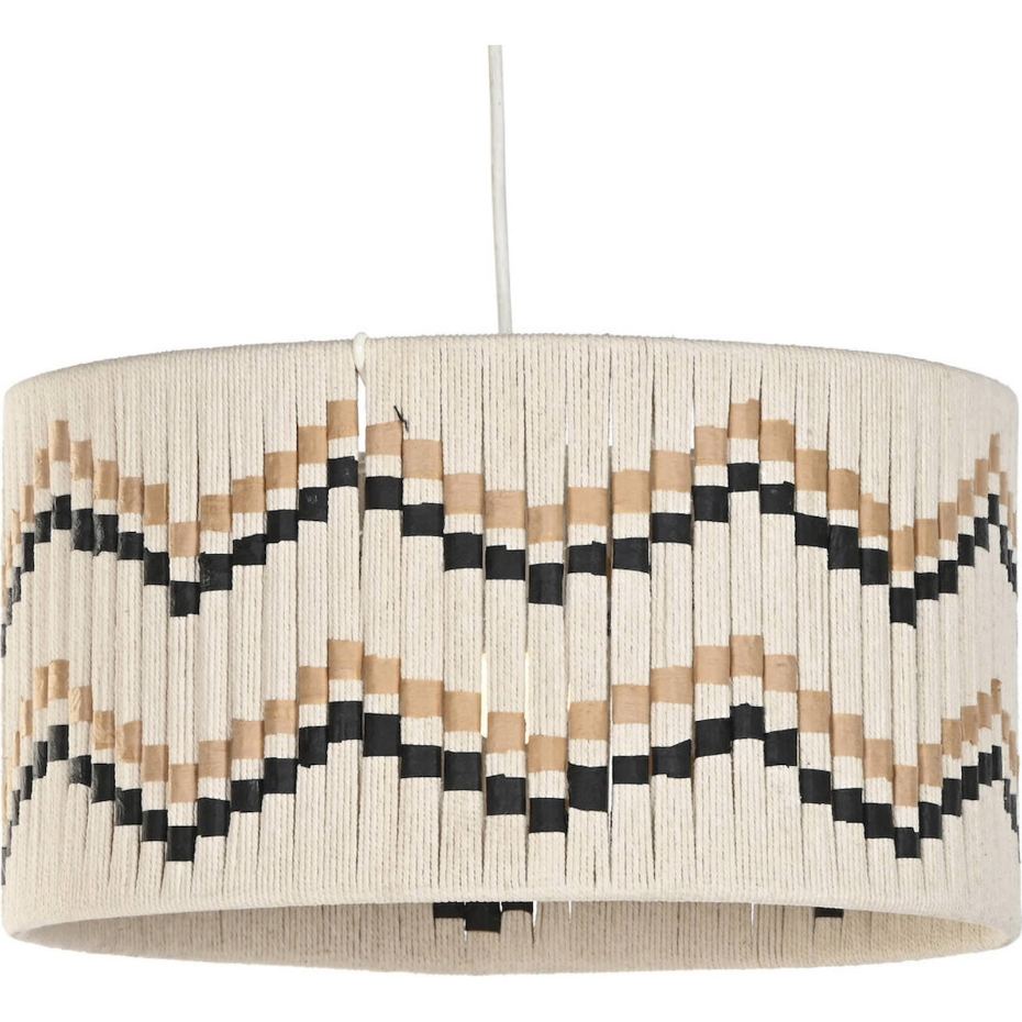 Suspension ronde en raphia tressé motif graphique Urban Vila2