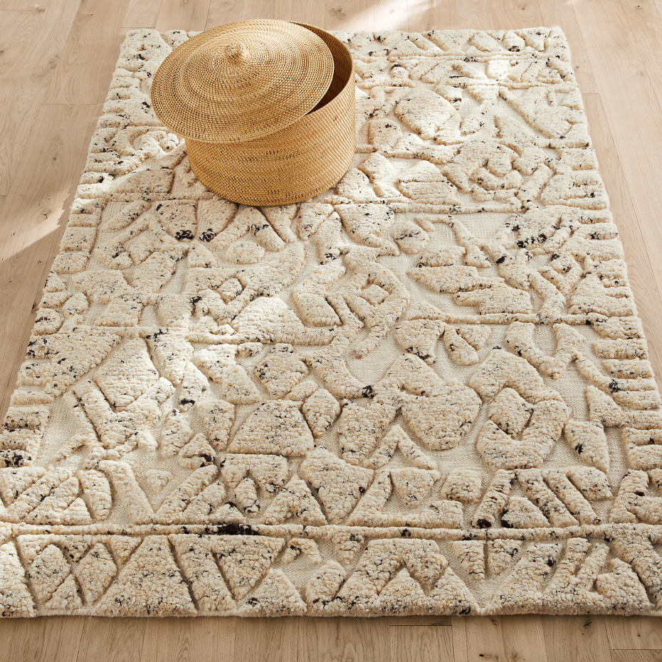 Tapis noué main, en pure laine reliefée, Agnix
