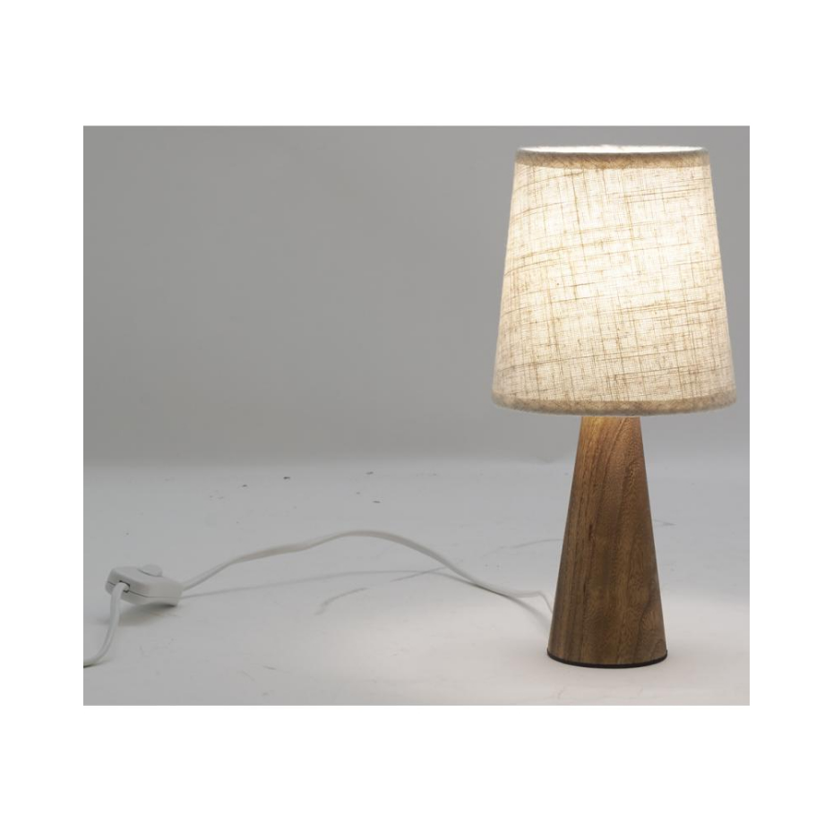 Mini lampe à pied en paulownia et abat-jour écru