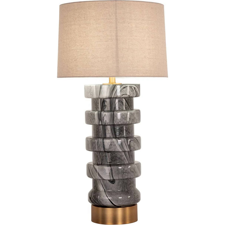 Lampe à poser ronde en verre et marbre