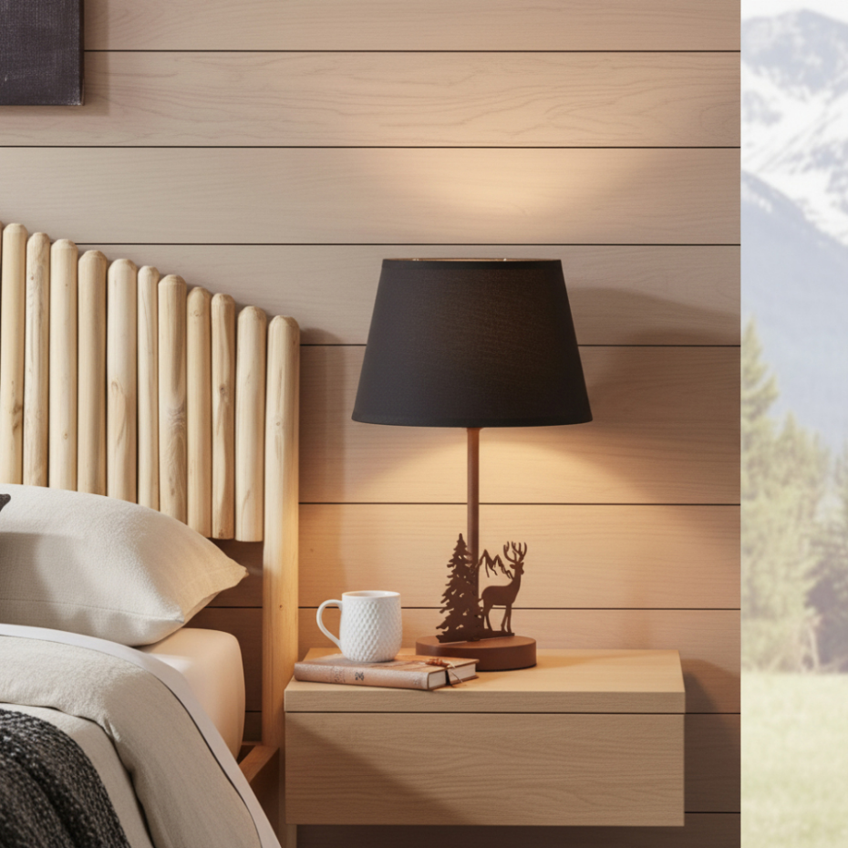 Lampe en métal Cerf avec abat-jour noir
