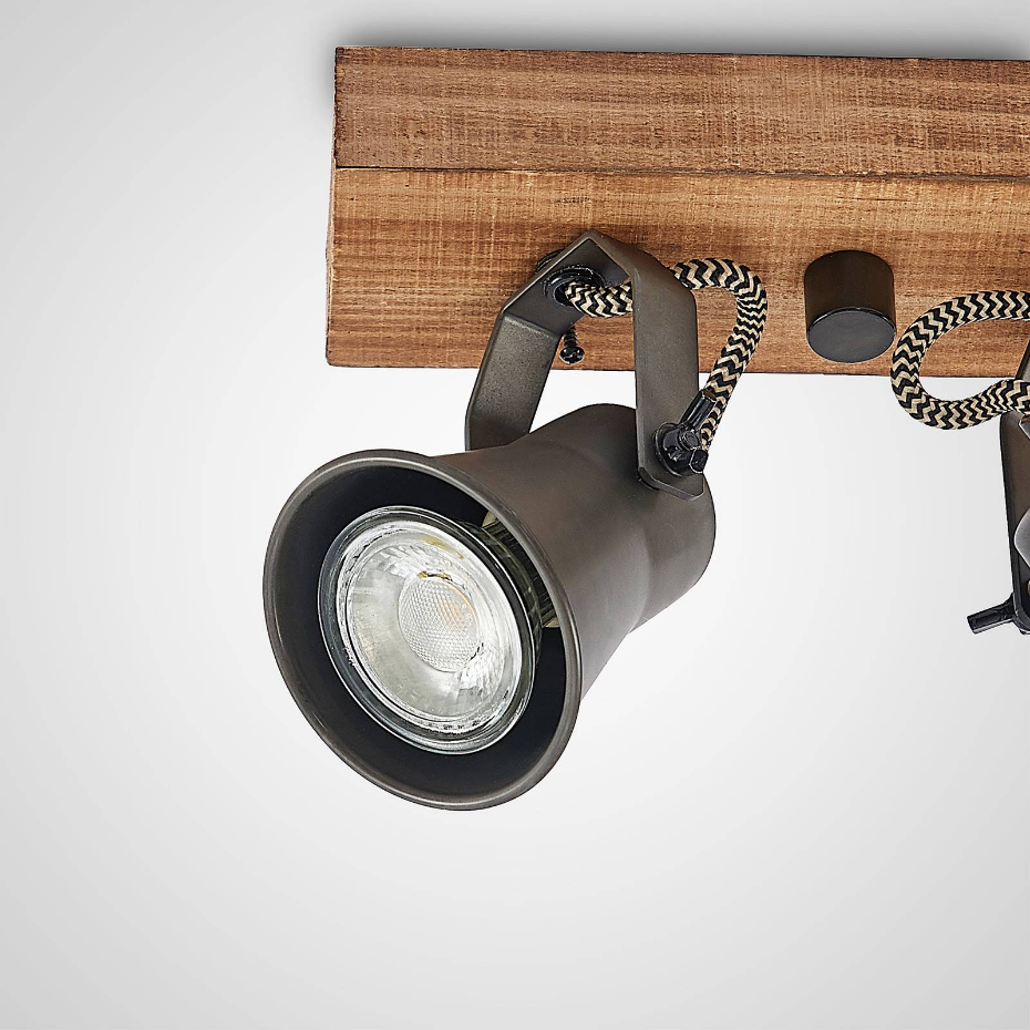 Projecteur halogène en bois vintage