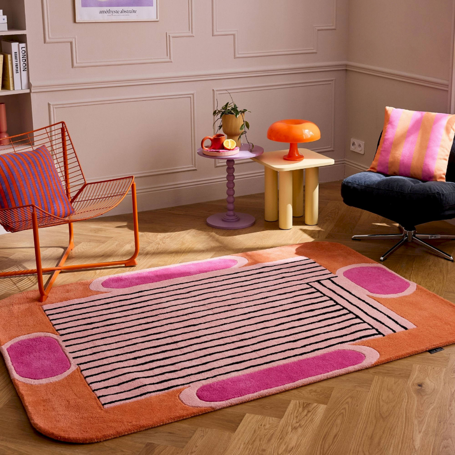 Tapis en laine et coton rectangulaire