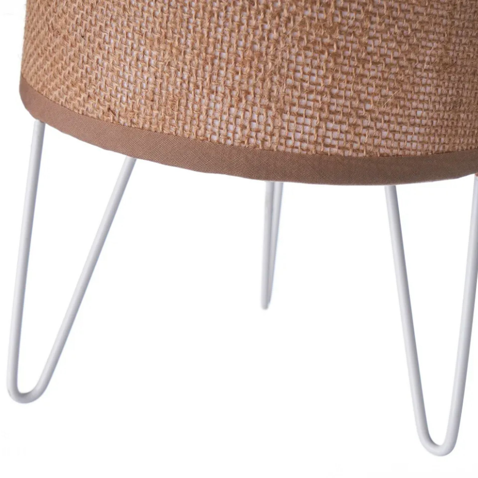 Lampe à poser métal blanc et abat-jour marron 15x15x30cm