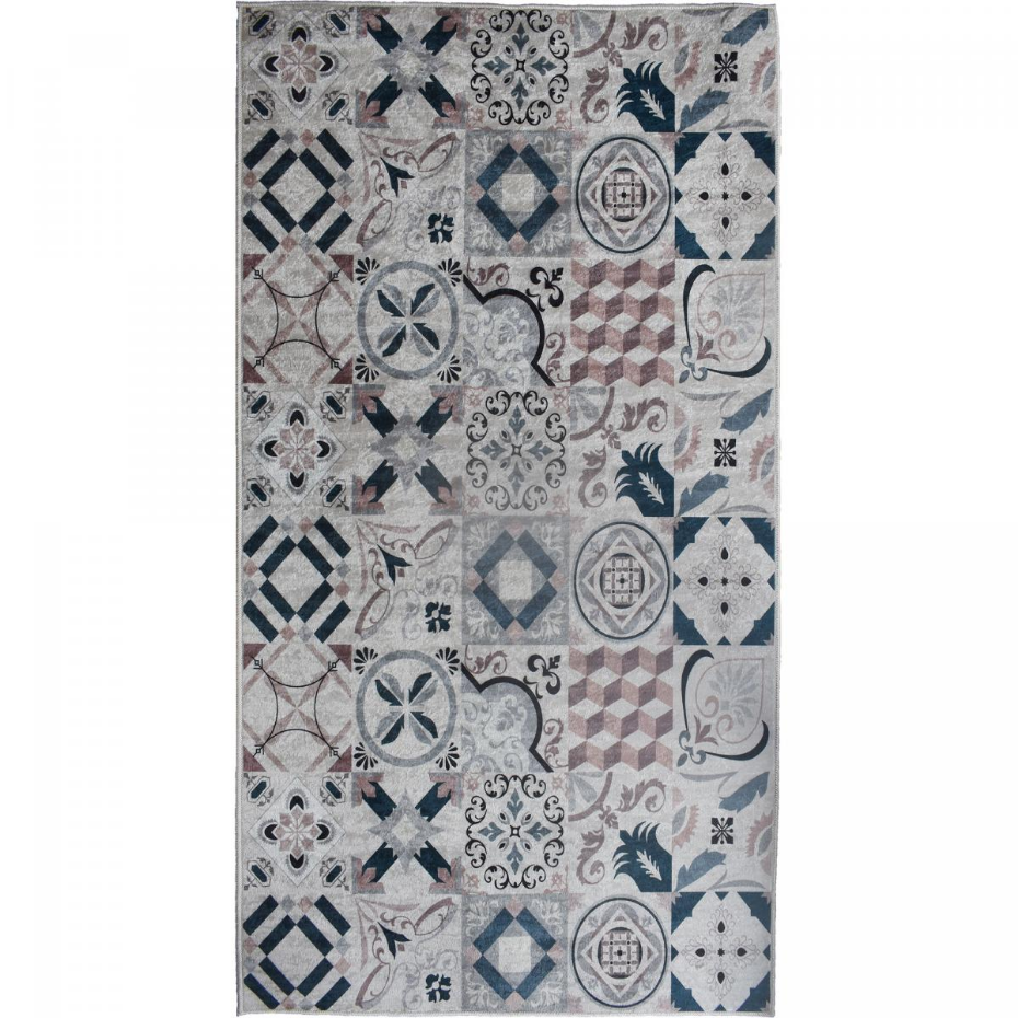 Tapis cuisine ou salle de bain motif géométrique, texture kilim, LYN11 C, design original