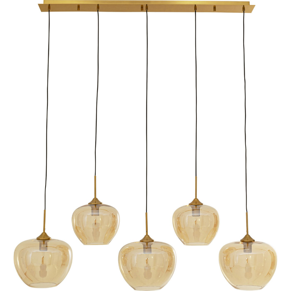 Suspension en verre et acier 5 abat-jours, SPHERE