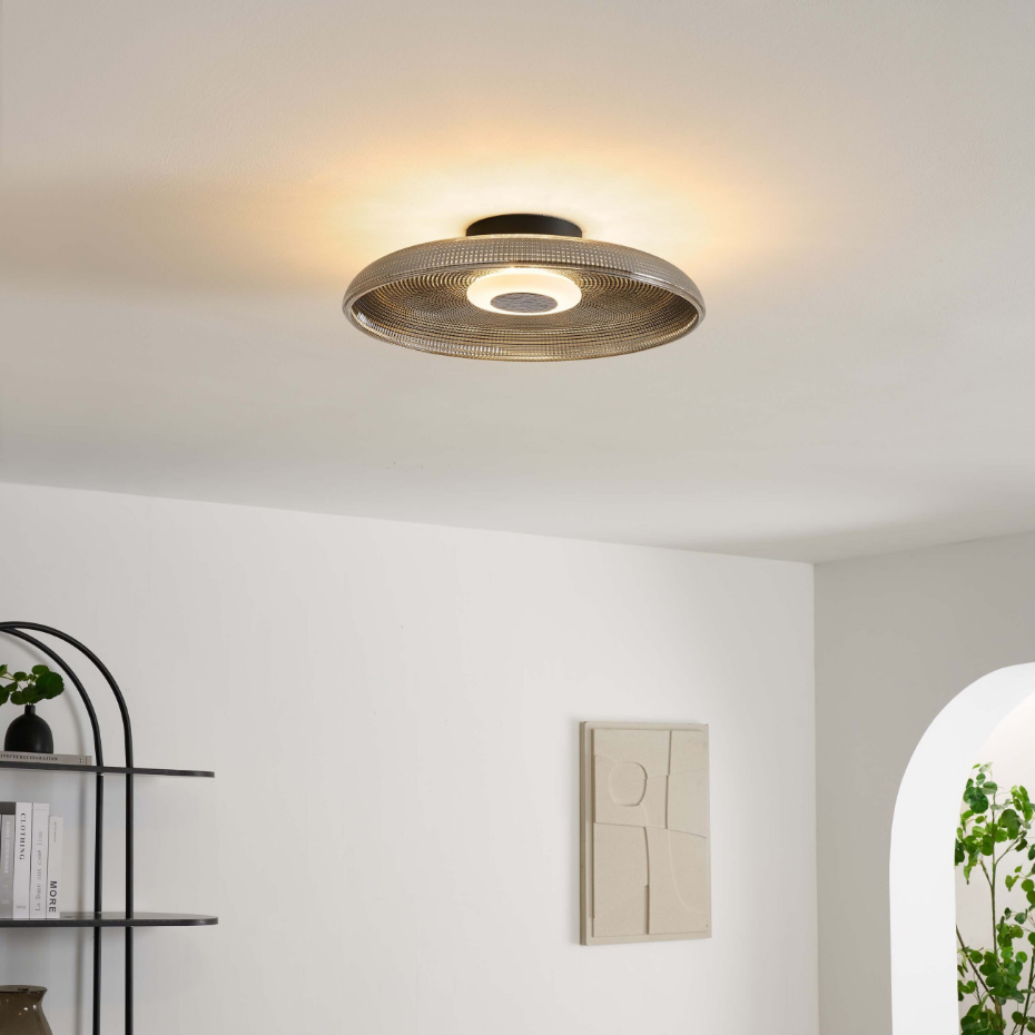 Plafonnier LED verre texturé - OSSARA