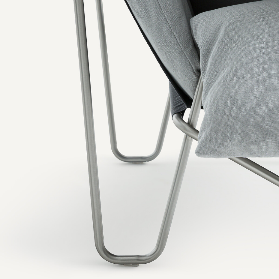 Fauteuil en coton-lin et métal acier, Nomad