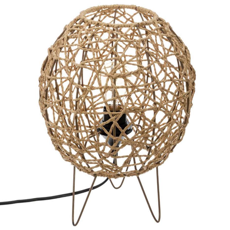 Lampe papier tressé structure fer naturel RAAHE