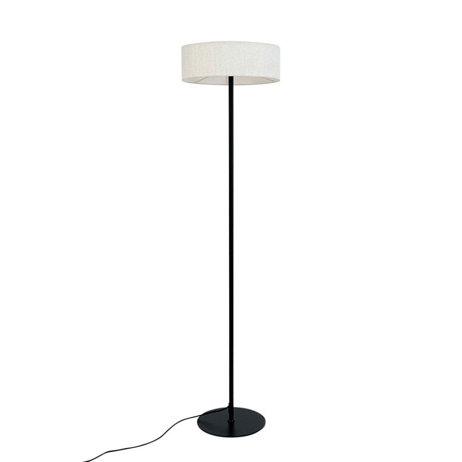 Lampadaire en métal et tissu Noir/Blanc Calix