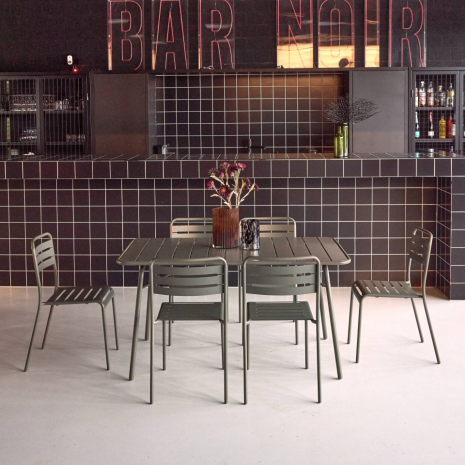 Table de jardin pliante métal + 6 assises AMÉLIA