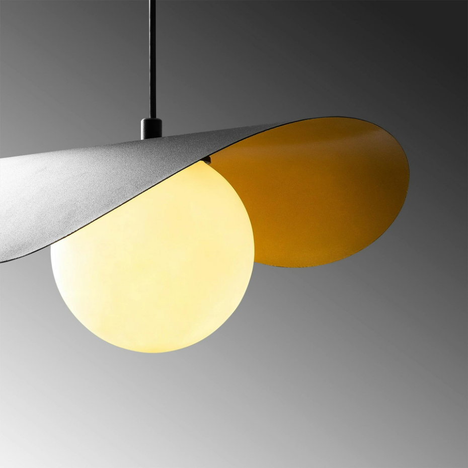 Suspension design noire & doré abat-jour galbé 1 globe SINOP