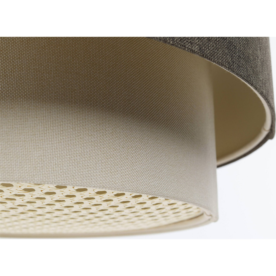 Suspension en tissu et rotin ronde Boho Elegant