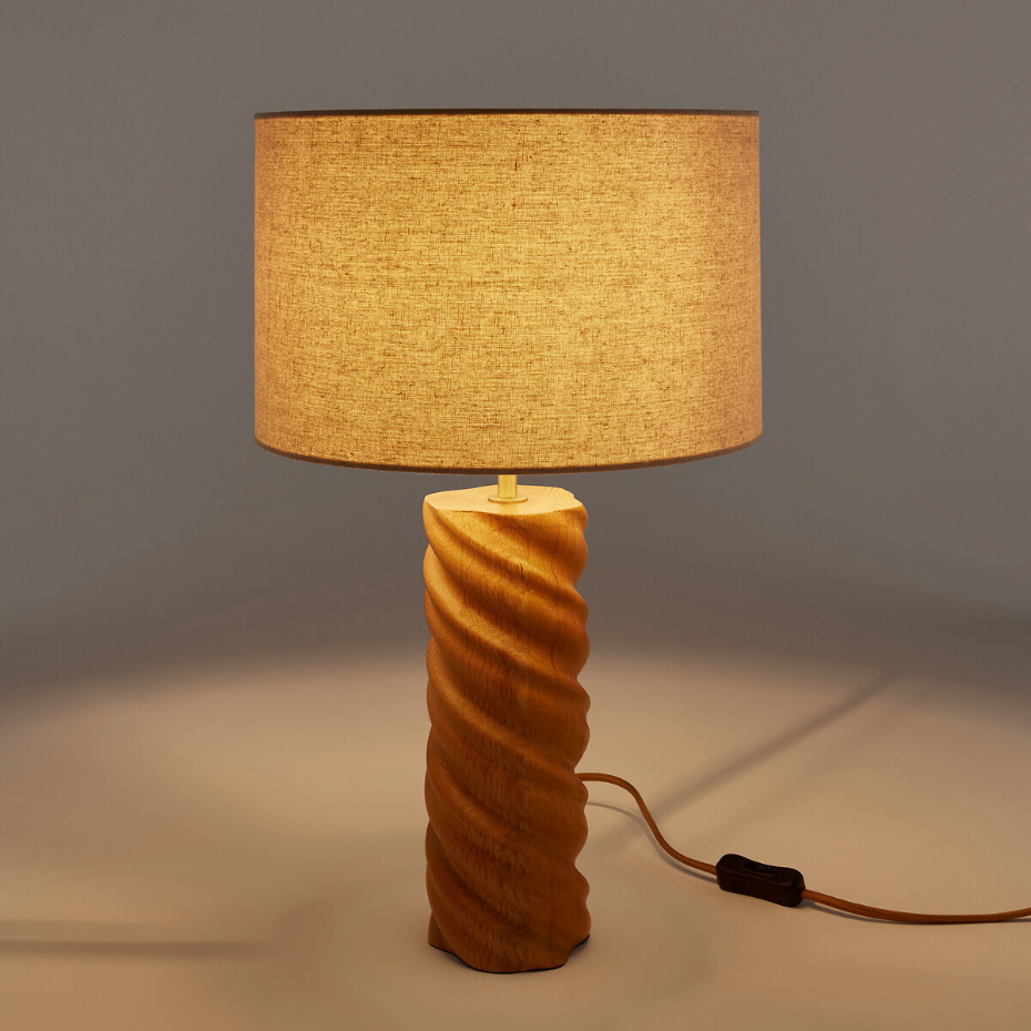 Lampe à poser chêne et lin, Dehen