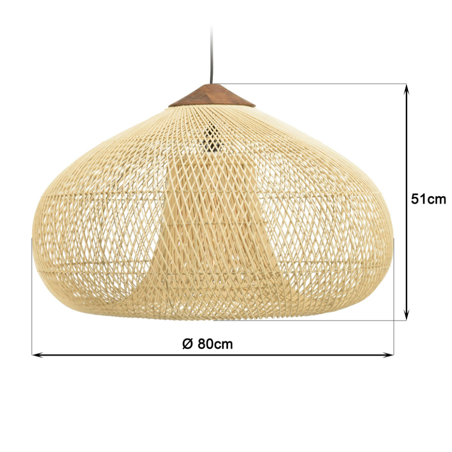Suspension entonnoir en rotin 80cm FOLELLI