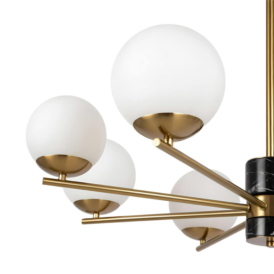 Suspension moderne – 8 globes & marbre noir DELTONA