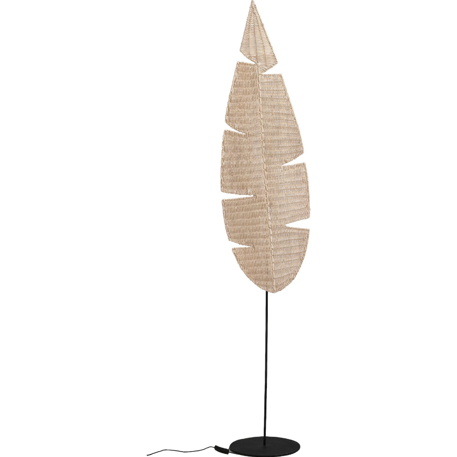 Lampadaire en rotin forme organique feuille