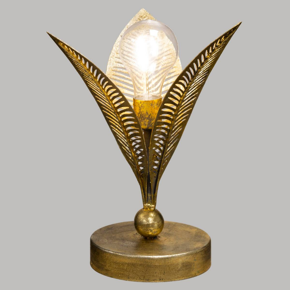 Lampe LED structure métal feuilles dorées FEUILLE