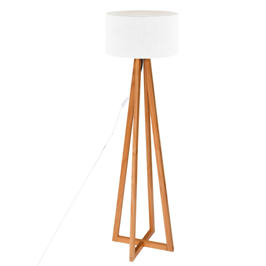 Lampadaire trépied bois de pin et coton MOLU