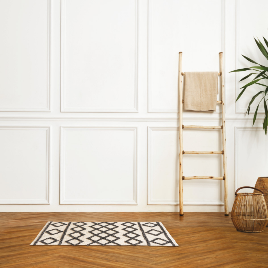 Tapis de bain déco géométrique en coton tufté IZZA