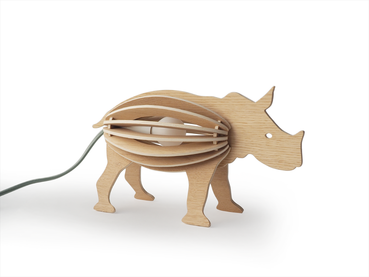 Lampe à poser en chêne Rhinocéros - ZOOO SAVANE