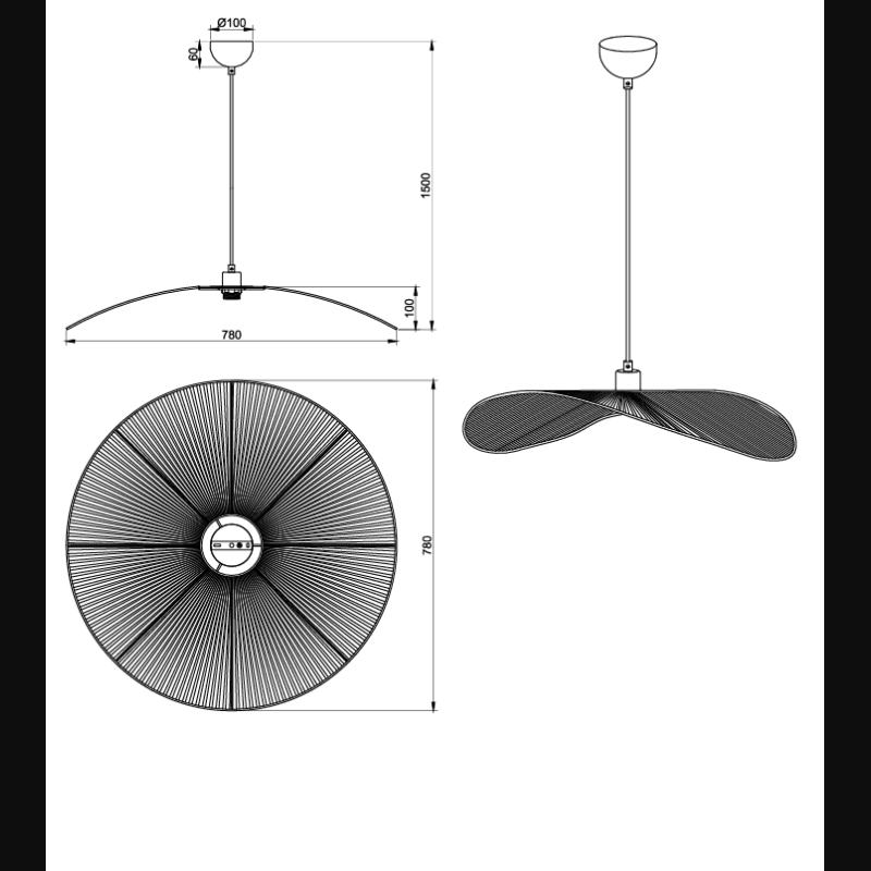 Suspension en papier bohème, D.78 , LAURINE