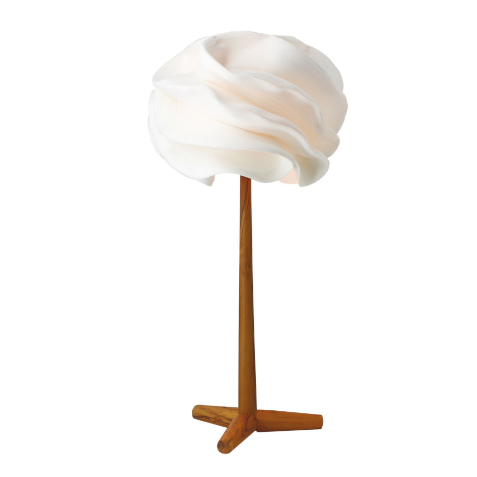 Lampe à poser en zipper pied en teck
