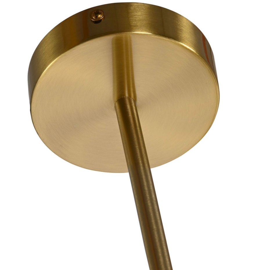 Suspension en métal doré et 8 globes en verre opale blanc 110x38x38cm