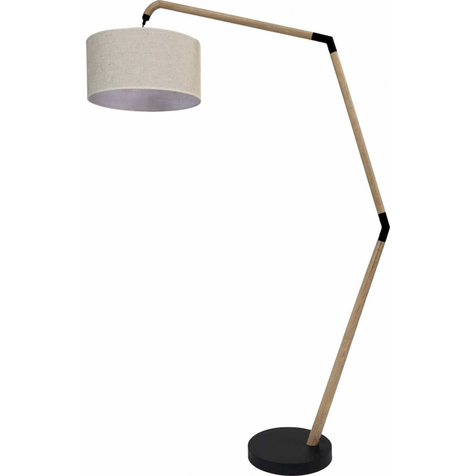 Lampadaire en bois forme ronde avec abat-jour