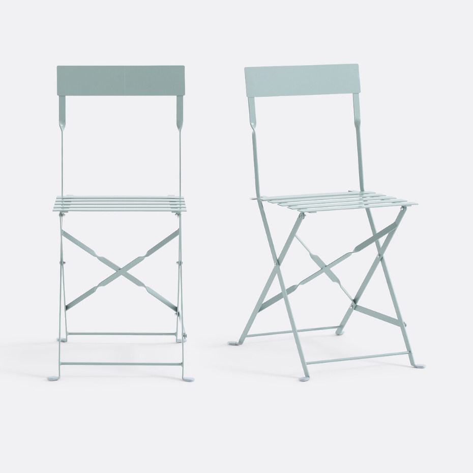 Lot de 2 chaises pliantes métal fer, Ozevan