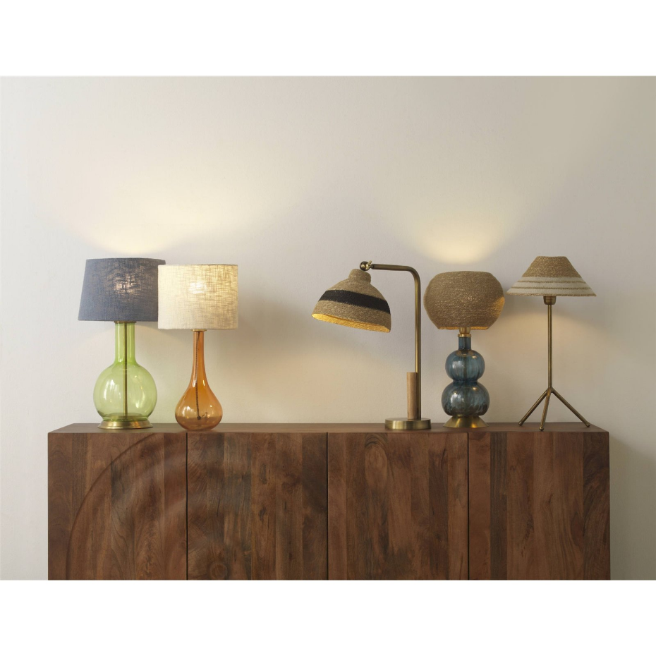 Lampe de table en métal avec abat-jour fibre tressée