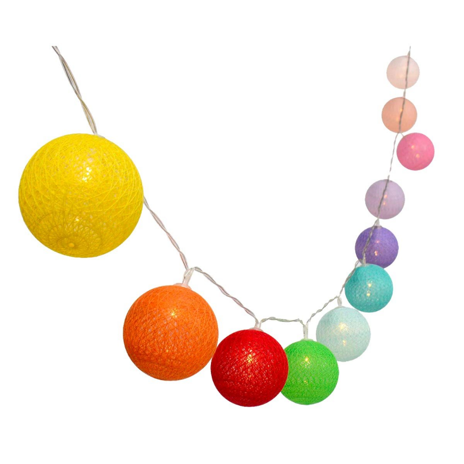 Guirlande solaire MIMY COLORS 10 boules coton 3.8M