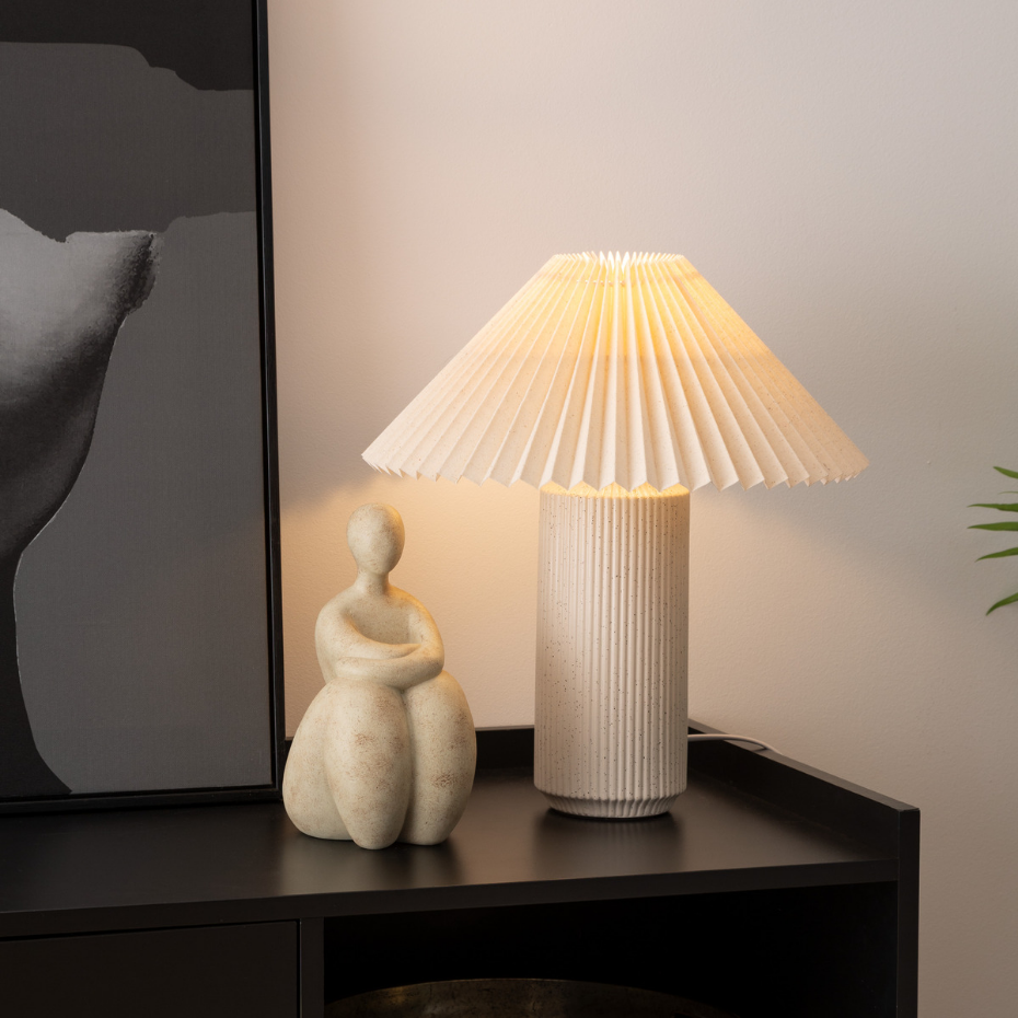 Lampe à poser abat-jour plissé coton TALYA