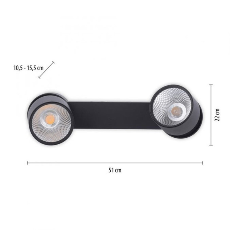 Rampe 2 Spots Nola Noir Led Puissant Et Dimmable