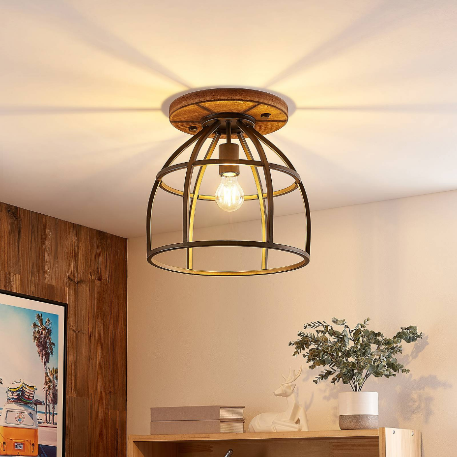 Plafonnier en bois vintage, Rutger