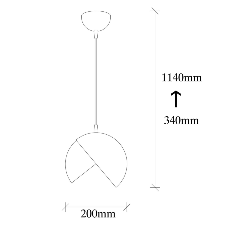 Suspension moderne noire & doré, 2 demi-sphères SILE