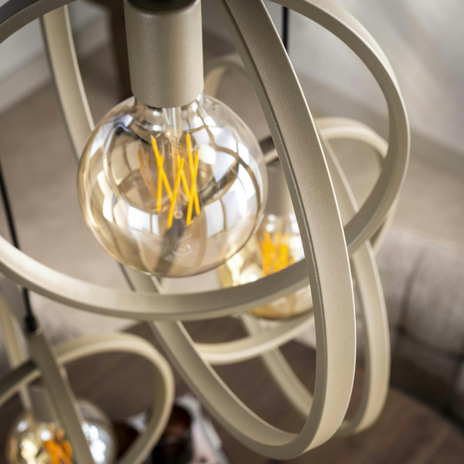 Suspension multiple beige 3 anneaux pivotants TRIBECA