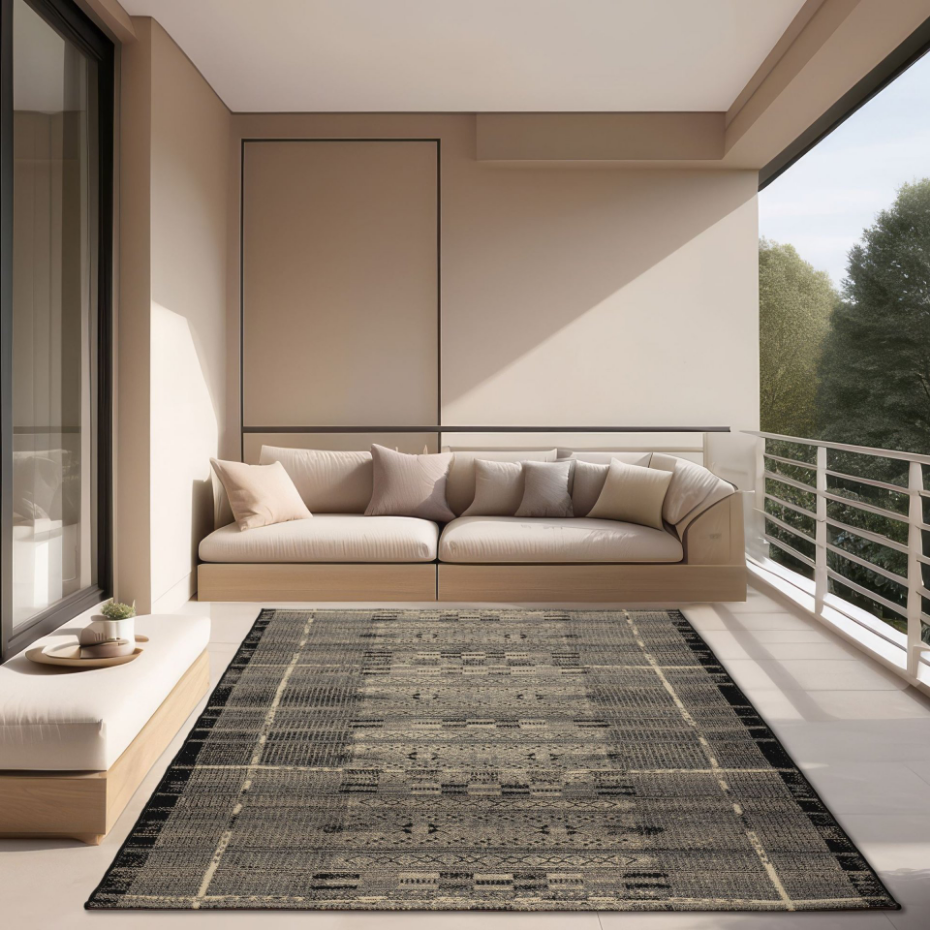 Tapis d'extérieur tissé plat à motifs géométriques - Aurora