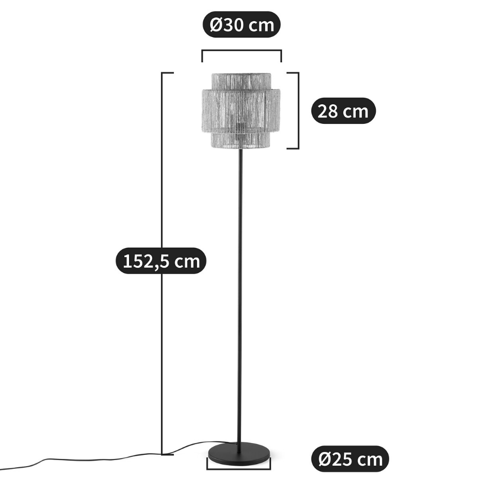 Lampadaire en métal fer et chanvre, Yaku
