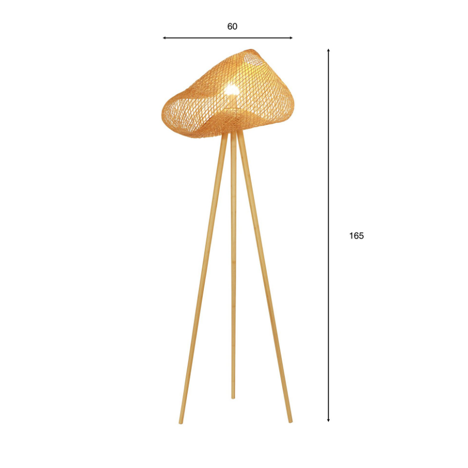 Lampadaire en bambou pieds en bois, LIPS